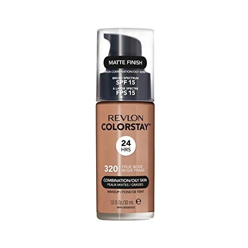 Revlon Colorstay Liquid Foundation Makeup Combination/Oily Skin SPF 15, Longwear Medium-Full Coverage With Matte Finish, True Beige (320), 30 Ml