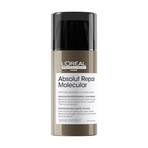 L'Oreal Professionnel Absolut Repair Molecular Leave-In Hair Mask, For Extremely Damaged Hair, Molecular Peptides Bond Repair, Restore Strength & Elasticity, Hair Treatment, 100ml